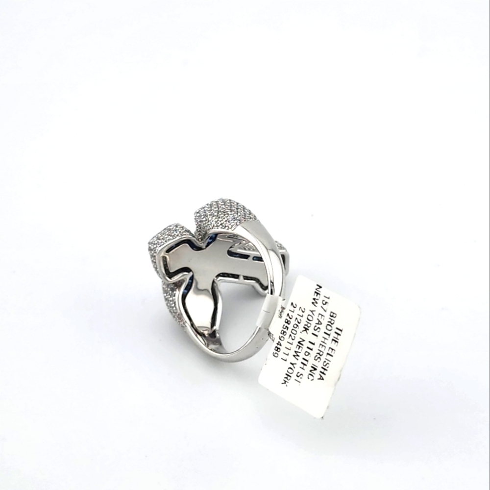 925 Silver Cross Ring Bugget and round cubic zirconia - Picture 5 of 9